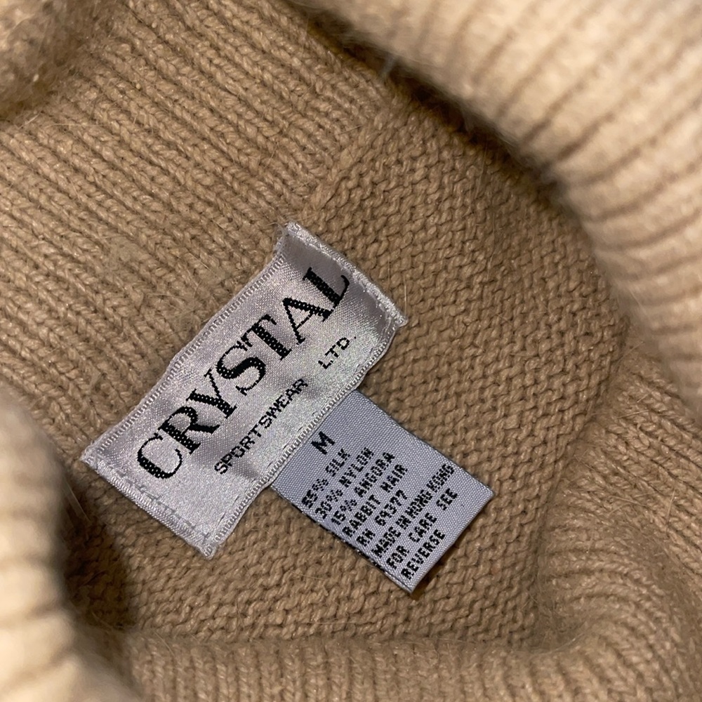 Luxurious rabbit hair angora and silk SOFT tan sweater by Crystal Sportswear LTD